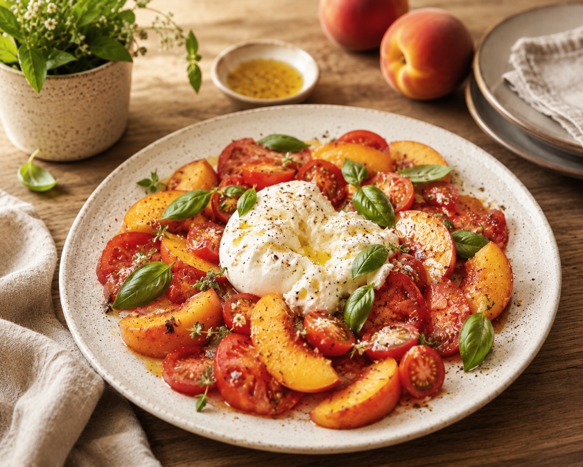 tomato-peach-and-burrata-salad
